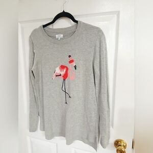 Crown & Ivy Flamingo Holiday Winter Graphic Sweater Lightweight